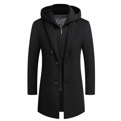 Trench-coat long élégant en laine pour homme