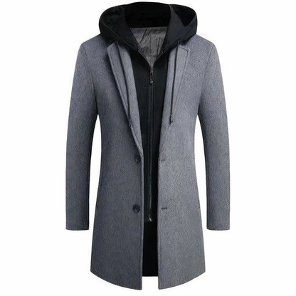 Trench-coat long élégant en laine pour homme
