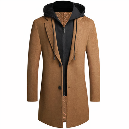 Trench-coat long élégant en laine pour homme