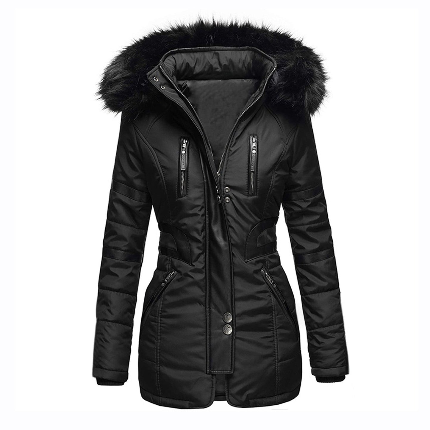 Eleganter Damen Wintermantel Warm Kapuze - IdealeKleiden
