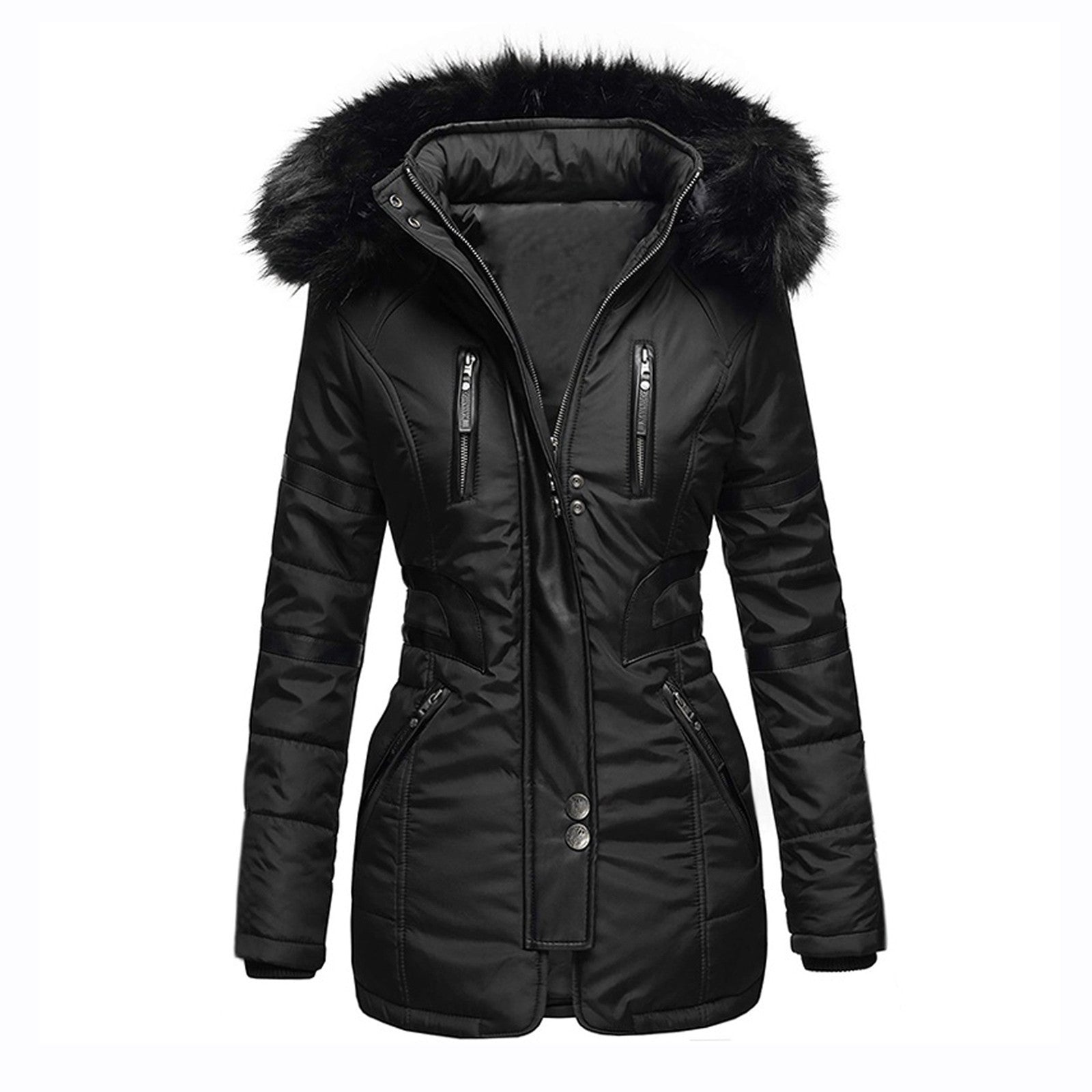 Eleganter Damen Wintermantel Warm Kapuze - IdealeKleiden