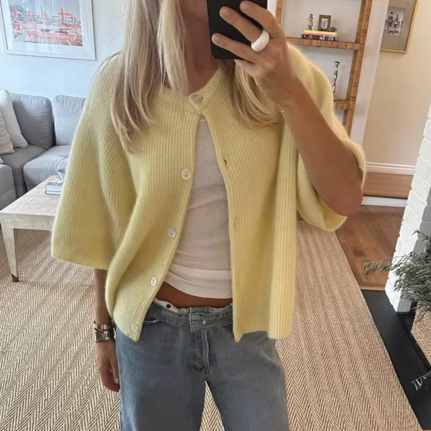 Cardigan femme Doux Manches courtes Boutons