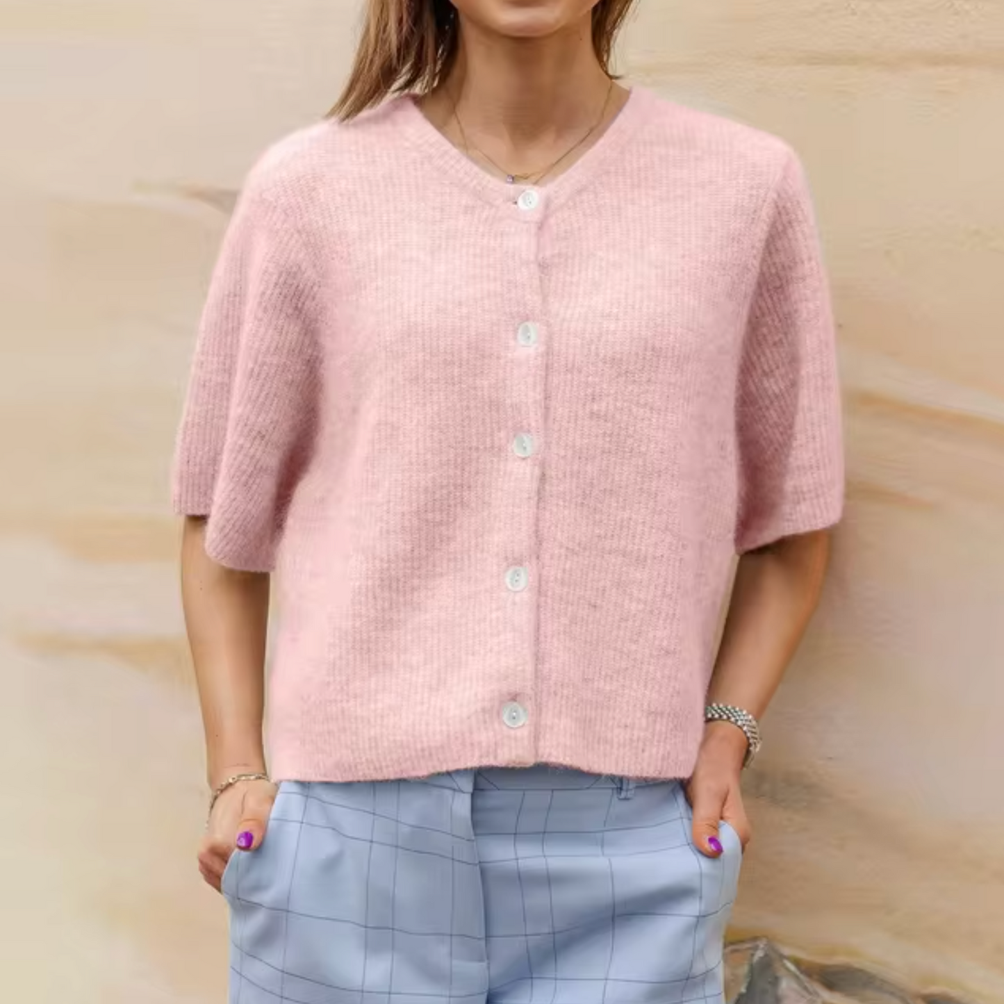 Cardigan femme Doux Manches courtes Boutons