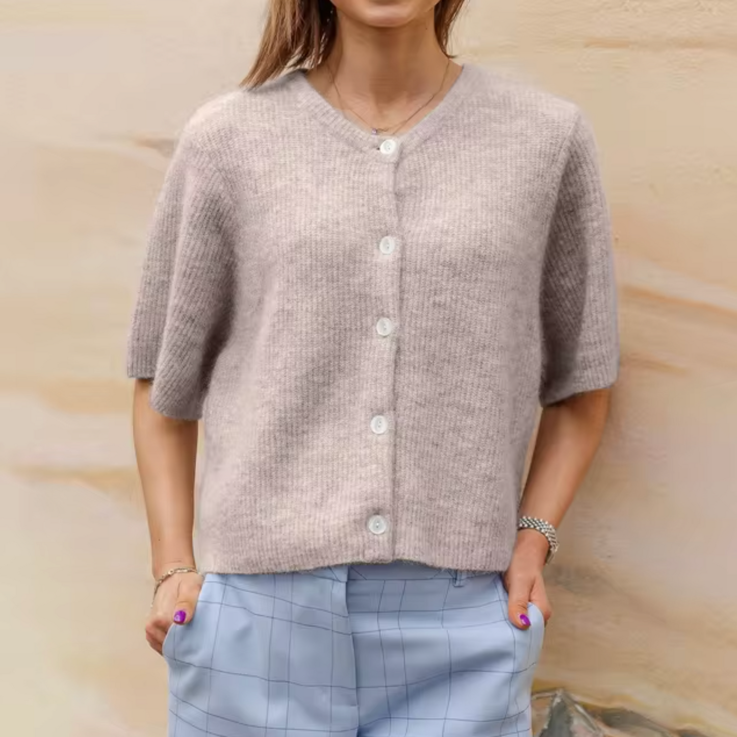 Cardigan femme Doux Manches courtes Boutons
