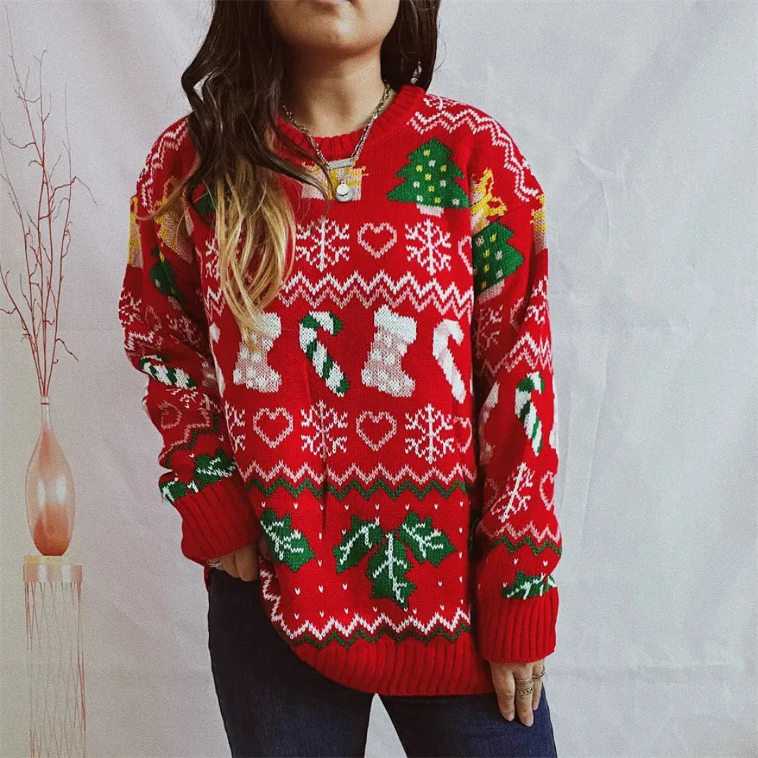 Weihnachtspullover Damen Strickwarm - IdealeKleiden