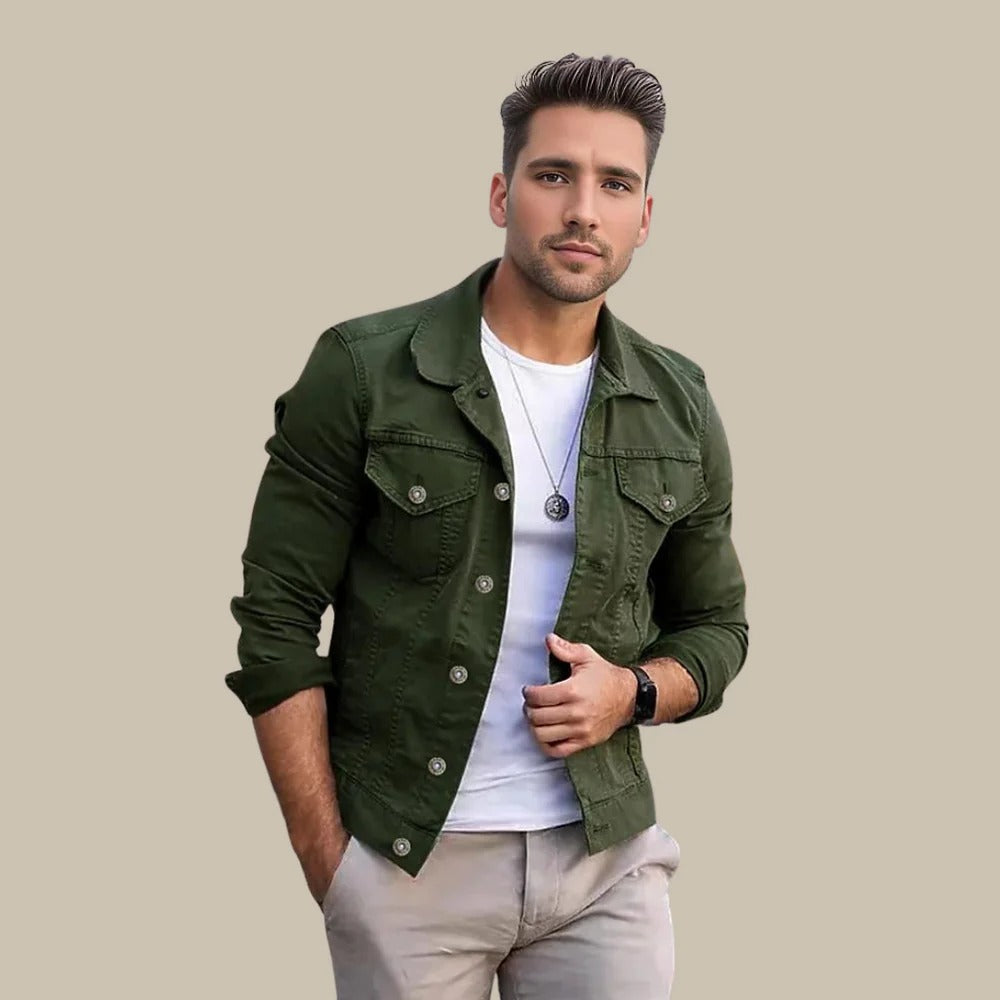 Veste en jean classique pour homme coupe slim moderne