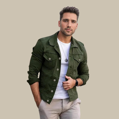 Veste en jean classique pour homme coupe slim moderne