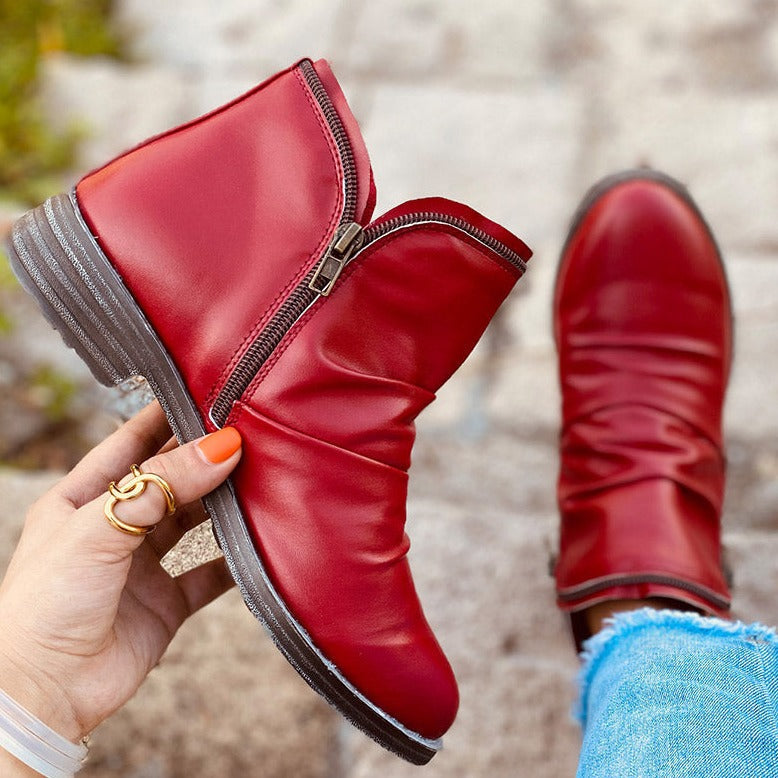 Stilvolle Damen Stiefel Reißverschluss Boots - IdealeKleiden
