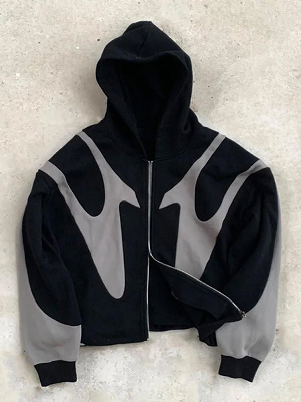 Kapuzenpulli Herren Zweifarbig Zip Up - IdealeKleiden