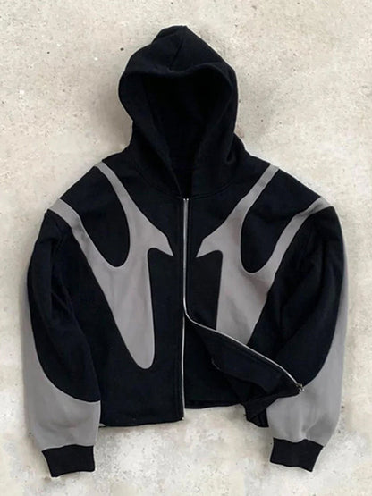 Kapuzenpulli Herren Zweifarbig Zip Up - IdealeKleiden