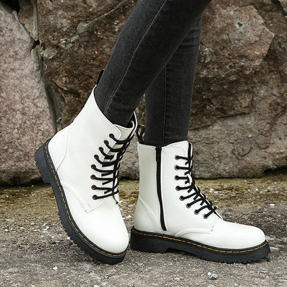 Bequeme Stiefel Damen Schnürsenkel Reißverschluss - IdealeKleiden