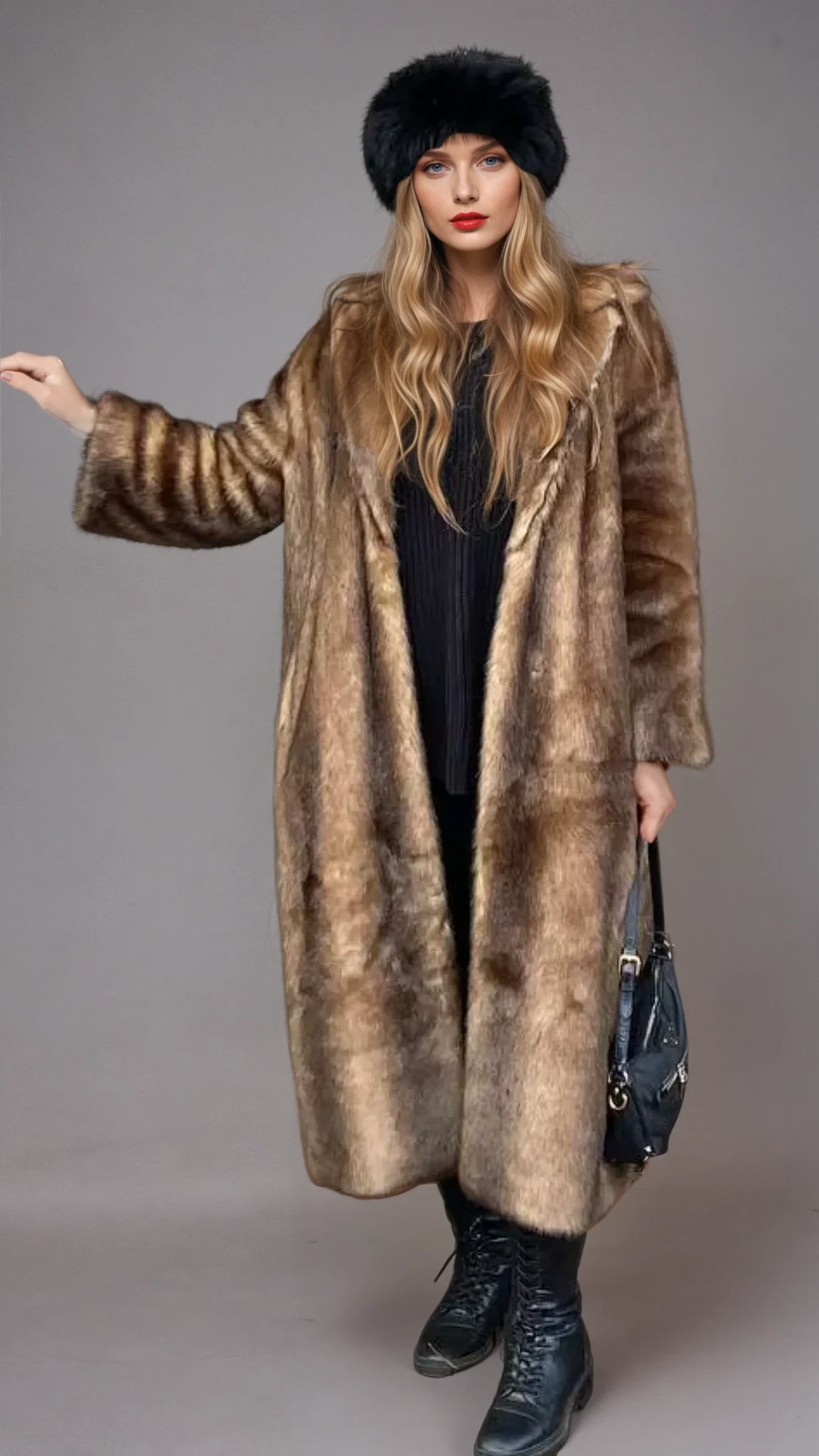 Veste femme en fausse fourrure douce hiver