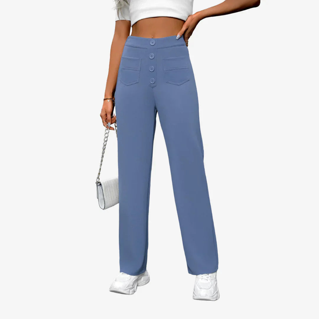 Pantalon Femme Taille Haute Jambe Droite
