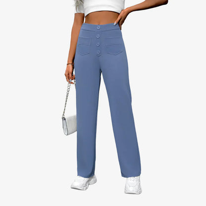 Pantalon Femme Taille Haute Jambe Droite