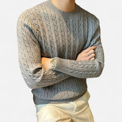 Pull torsadé classique à manches longues pour homme
