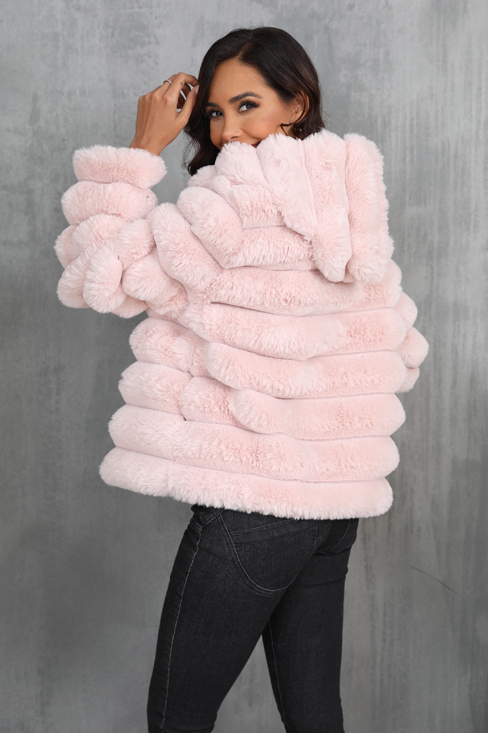 Veste teddy pour femme avec capuche coupe oversize