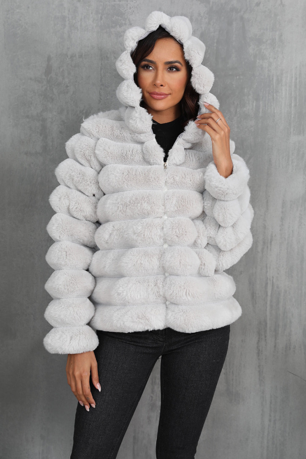 Veste teddy pour femme avec capuche coupe oversize