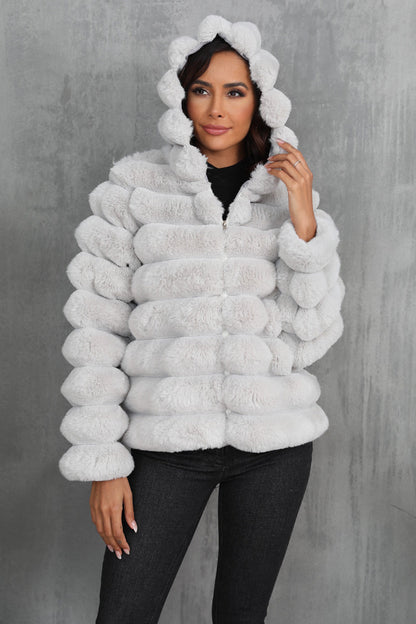 Veste teddy pour femme avec capuche coupe oversize