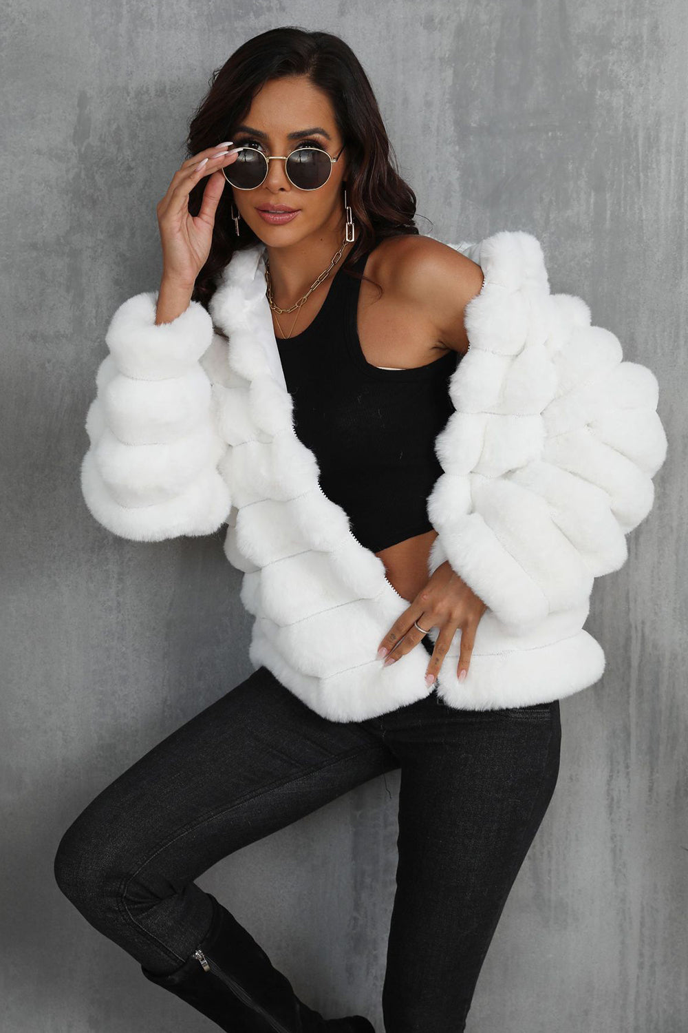 Veste teddy pour femme avec capuche coupe oversize