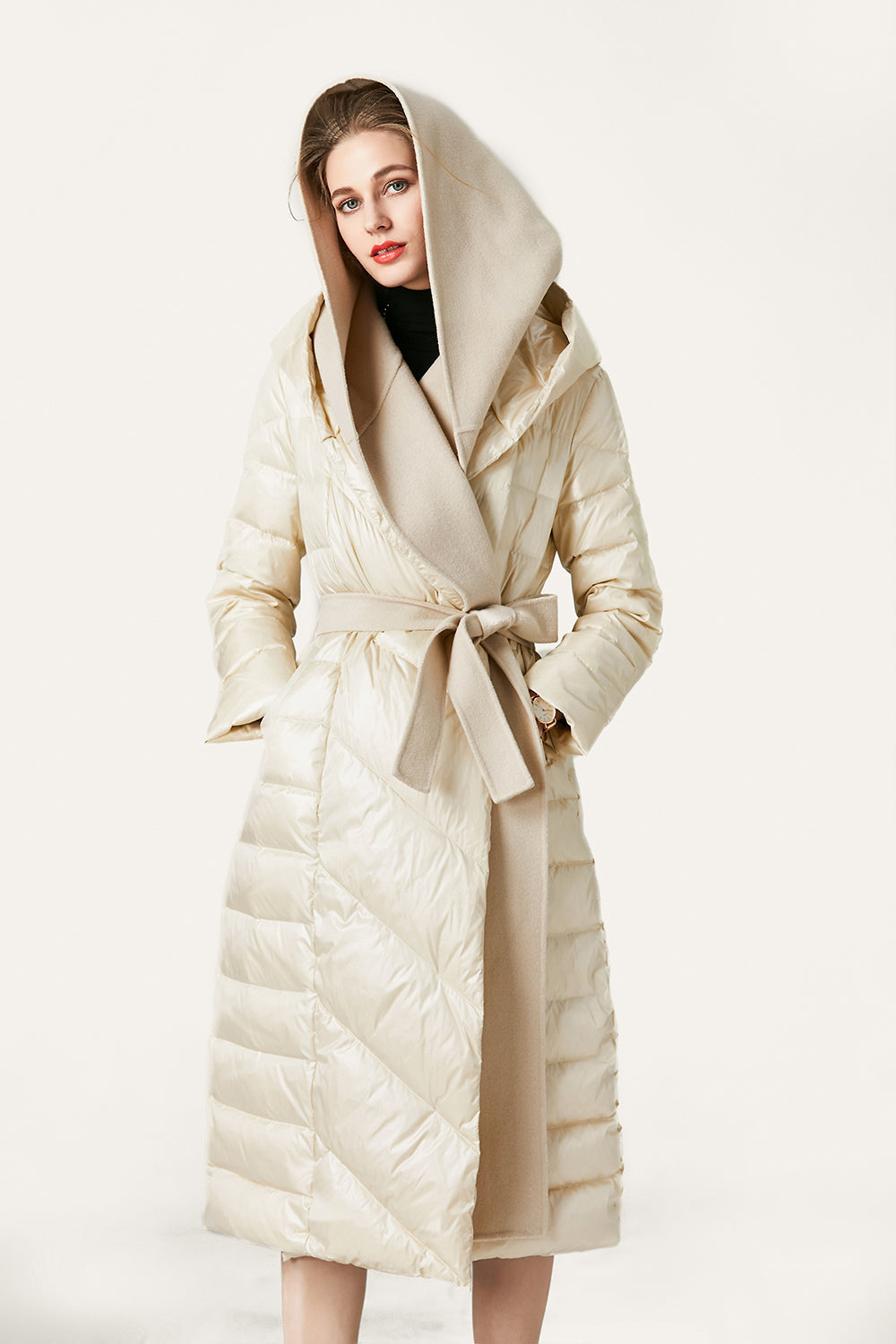 Parka d'hiver matelassé long en fausse fourrure pour femme