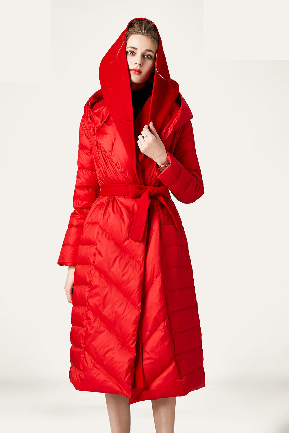 Parka d'hiver matelassé long en fausse fourrure pour femme
