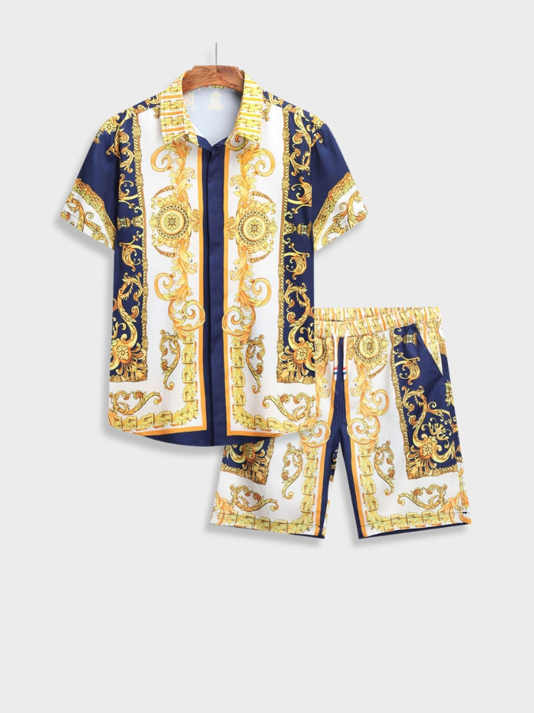 Ensemble short et chemise boutonnée pour homme