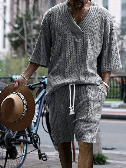 Ensemble homme manches courtes tricot moderne
