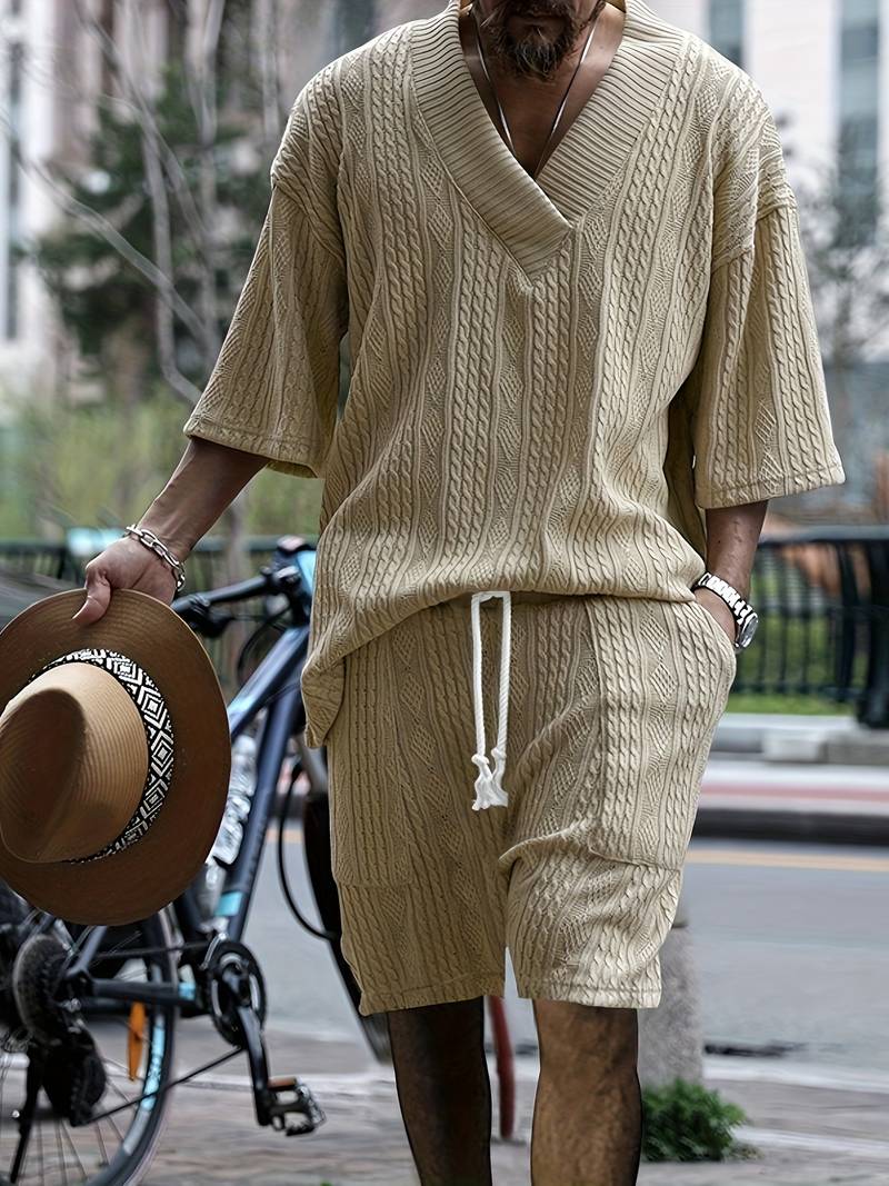 Ensemble homme manches courtes tricot moderne