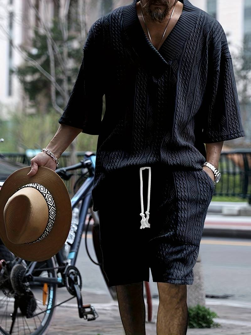 Ensemble homme manches courtes tricot moderne