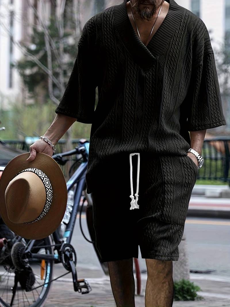 Ensemble homme manches courtes tricot moderne