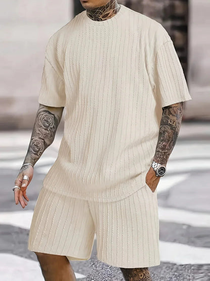 Männer Sommer Set: Kurzarm T-Shirt und Shorts - IdealeKleiden