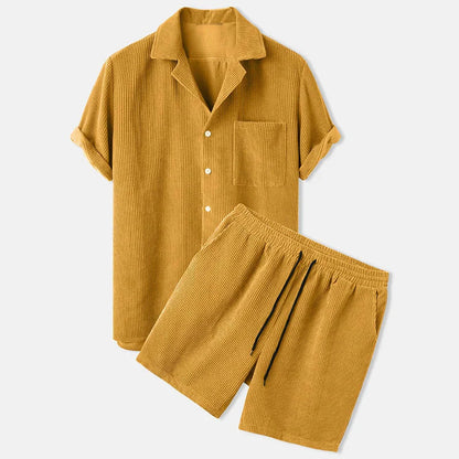 Kurzärmeliges Herrenhemd Cord Sommer - IdealeKleiden