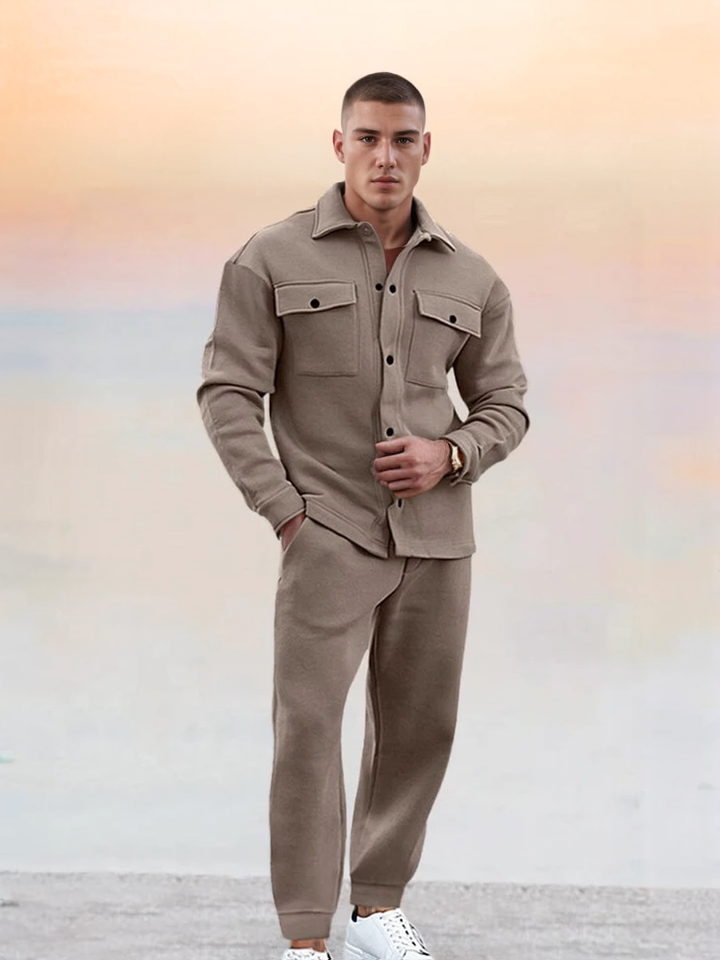 Lässiges 2teiliges Set - Overshirt mit Hose Herren - IdealeKleiden
