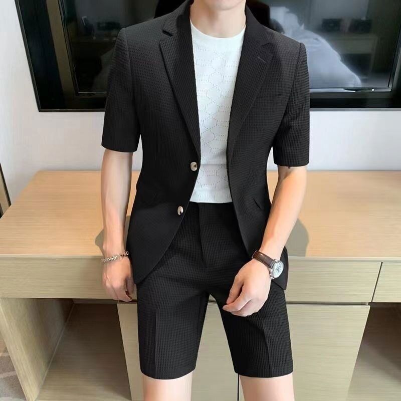 Ensemble Blazer à Manches Courtes et Pantalon Élégant pour Homme