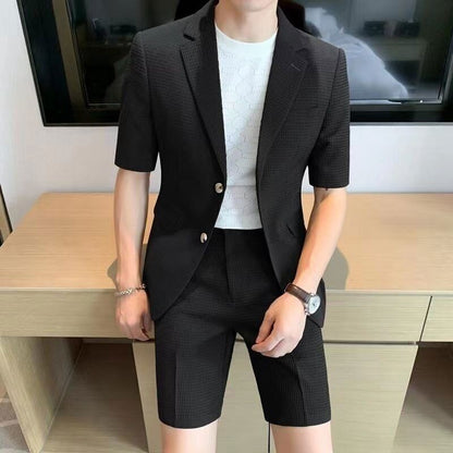 Ensemble Blazer à Manches Courtes et Pantalon Élégant pour Homme