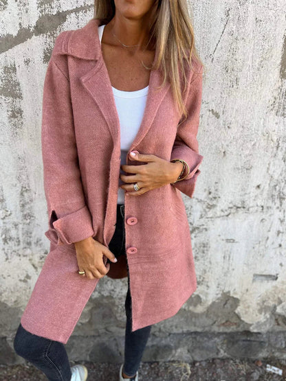 Veste décontractée pour femme Col à revers long