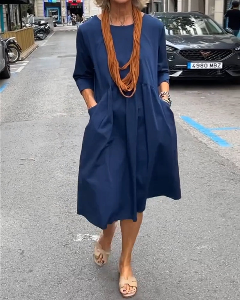 Robe à Encolure Dégagée Avec Poches Robe Pour Femmes