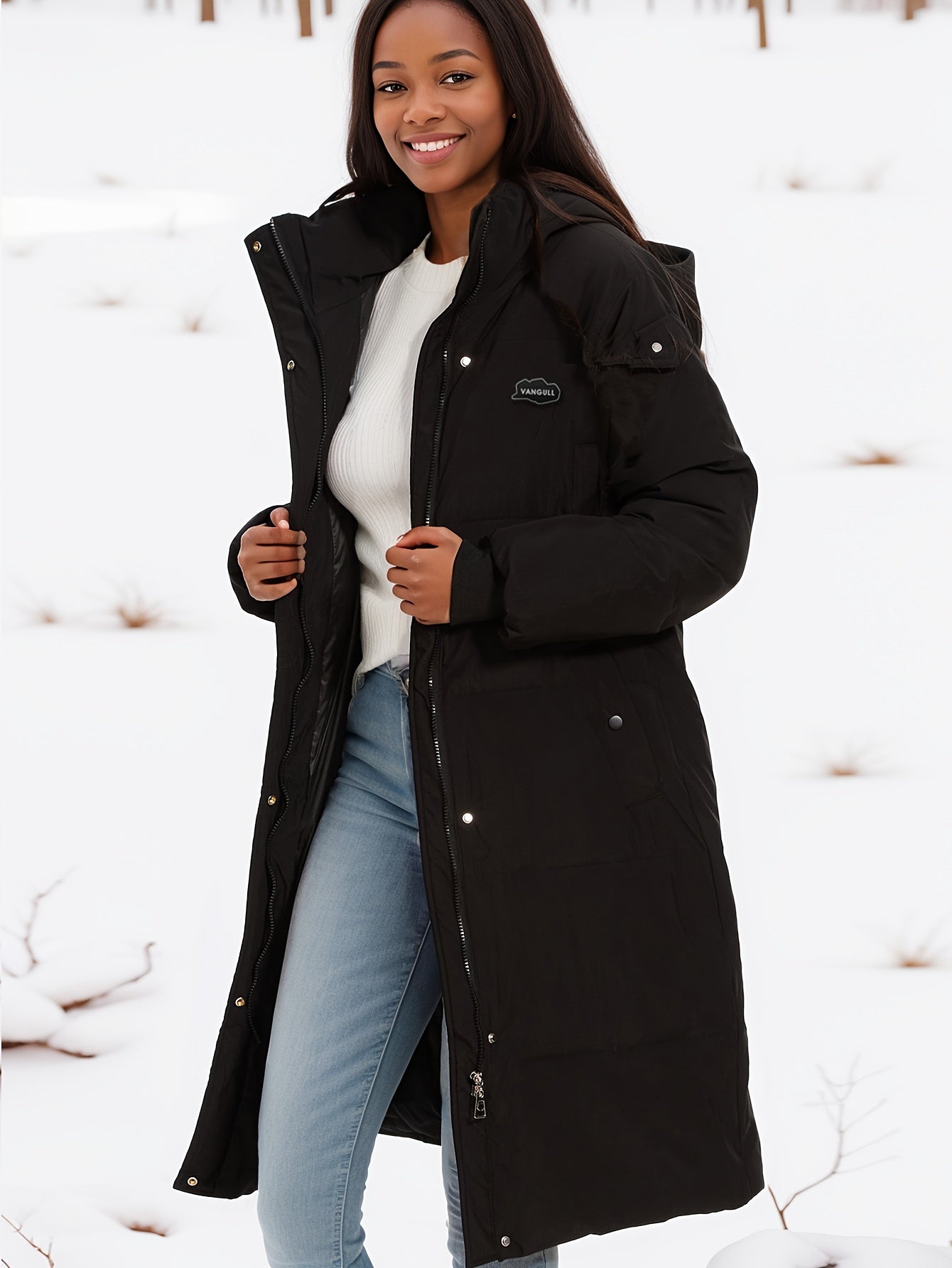 Parka d'hiver stylé noir avec capuche