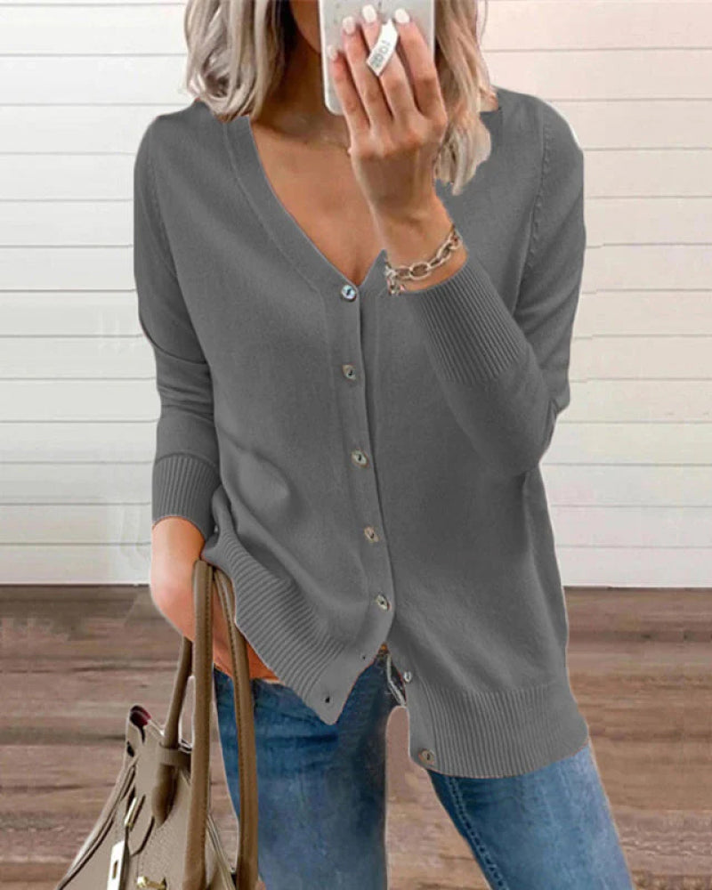 Débardeur tricoté pour femme col V boutonné