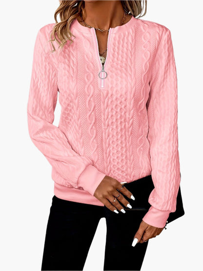 Pull en tricot torsadé à col zippé pour homme