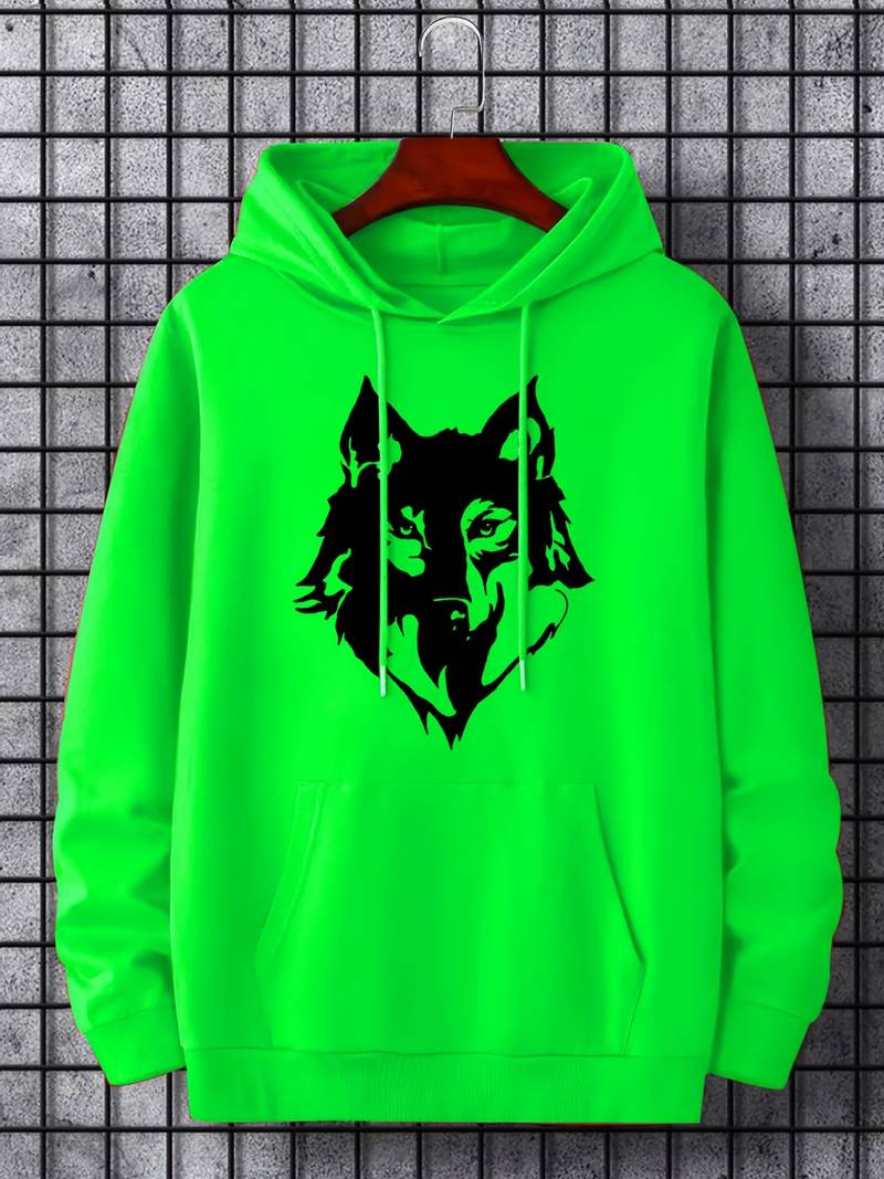 Sweat à capuche pour hommes motif Loup tendance