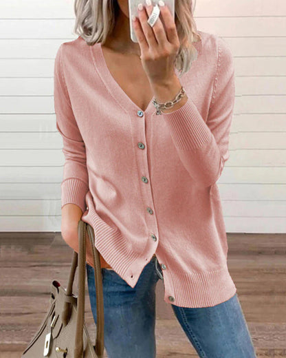 Débardeur tricoté pour femme col V boutonné