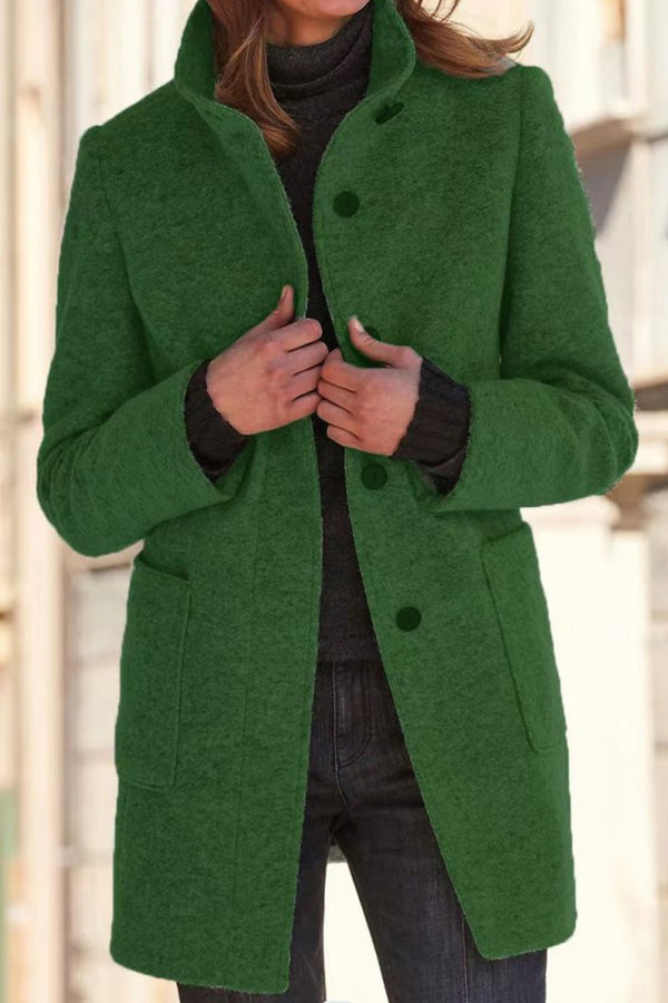 Élégante veste en laine col montant unie