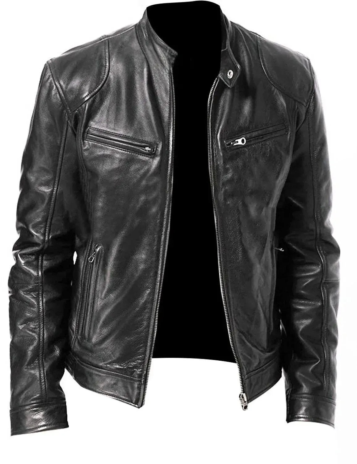 Blouson en cuir robuste pour homme style motard