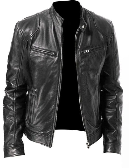 Blouson en cuir robuste pour homme style motard