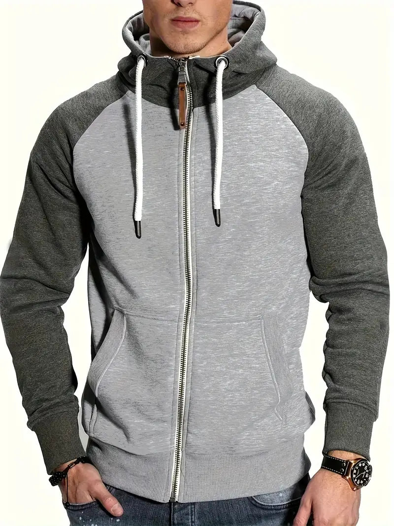 Pull Homme Manches Longues Capuche Fermeture Éclair