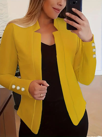 Blazer long à manches longues pour femmes, style ouvert, printemps
