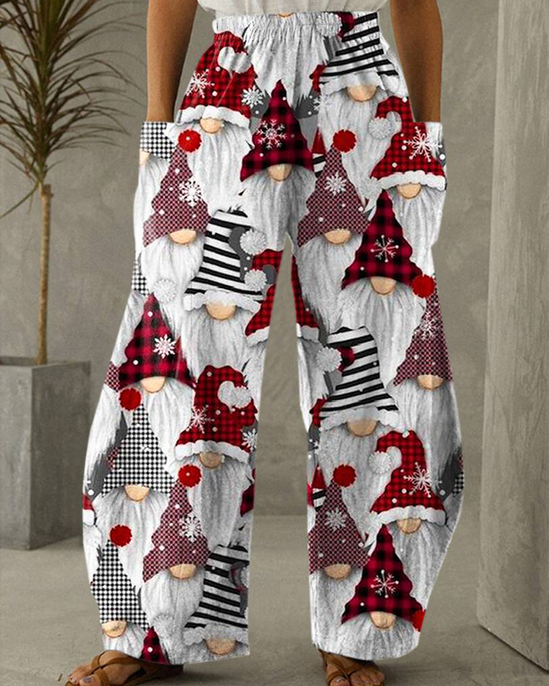 Pantalon de Noël Pantalon décontracté avec imprimé festif