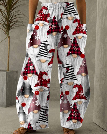 Pantalon de Noël Pantalon décontracté avec imprimé festif