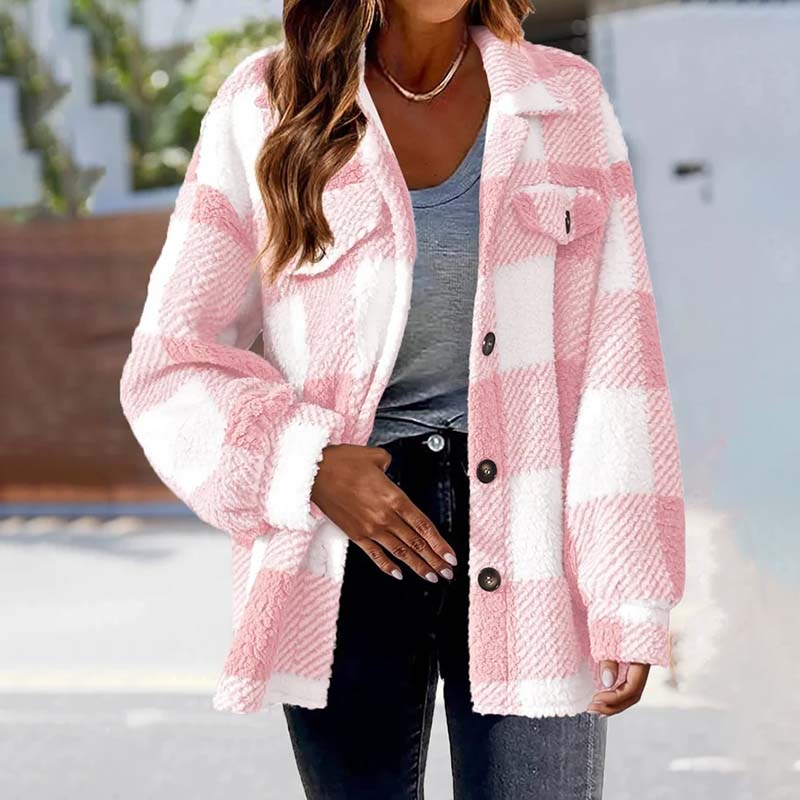 Manteau à carreaux élégant pour femme Hiver